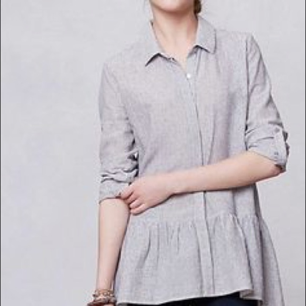 Pin strip peplum button down